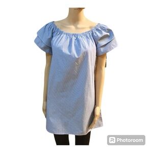 Purple Snow Light Blue Off-Shoulder Blouse